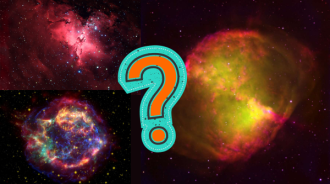 mages of nebulae in space with a question mark in the centre